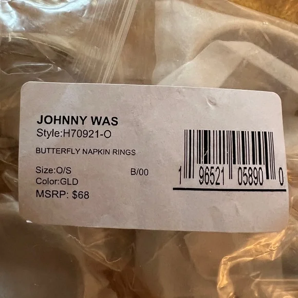 NWT set of 4 Johnny Was Butterfly 🦋 Brass Napkin Rings. - Picture 7 of 8
